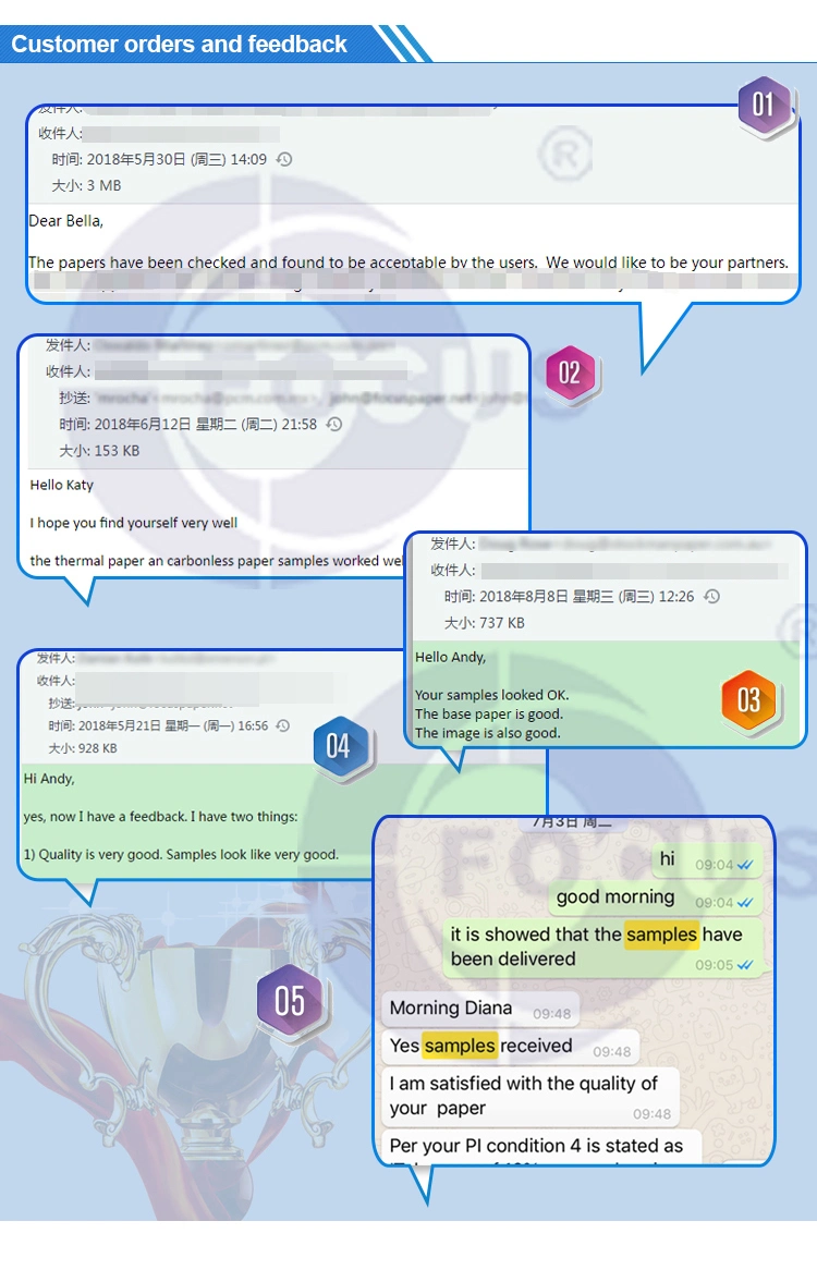 초점 브랜드 감열지 대형롤 ; 푸른 이미지화 검은 Imaging45GSM/48GSM/55GSM/58GSM/60GSM/65GSM/70GSM/80 GSM