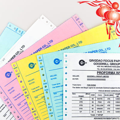 중국 공장 7 플라이 NCR 종이 CB CFB CF 55/50/55gsm 61*86/70*100cm 블랙/블루 이미지 탄소 없는 종이